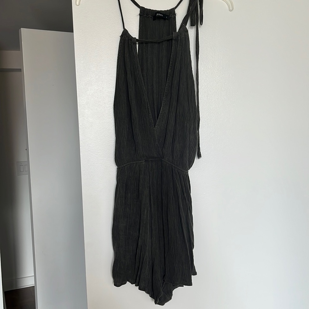 Charcoal gray flowy romper